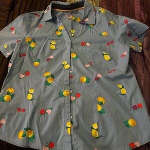 Laura Scott Lemon Print Blouse
